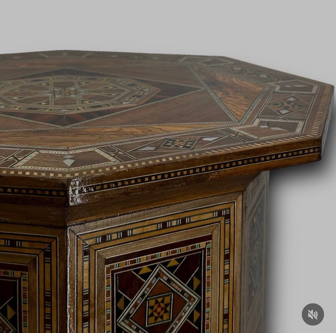 Handmade Side Coffee Table with Mother of Pearl & Mosaic Inlay