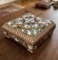 Handcrafted Wooden Box with White & Green Sea Shell Inlay (25x25 cm)