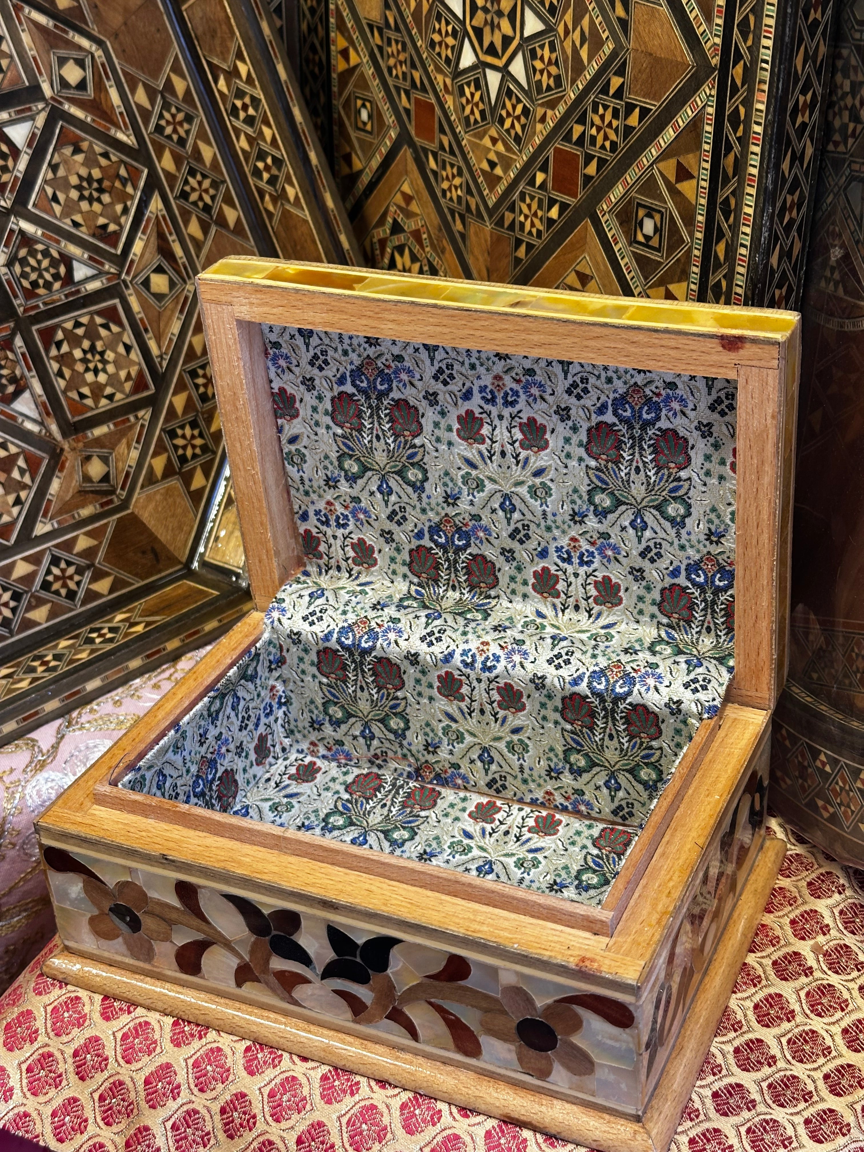 Golden mother of pearl jewelry box