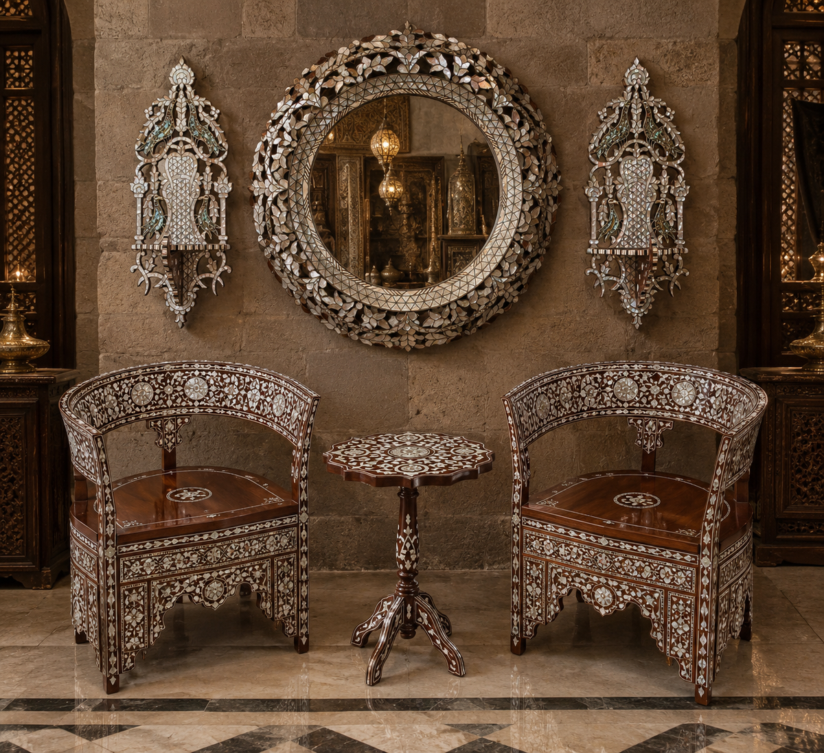 Syrian Mother-of-Pearl Furniture Set