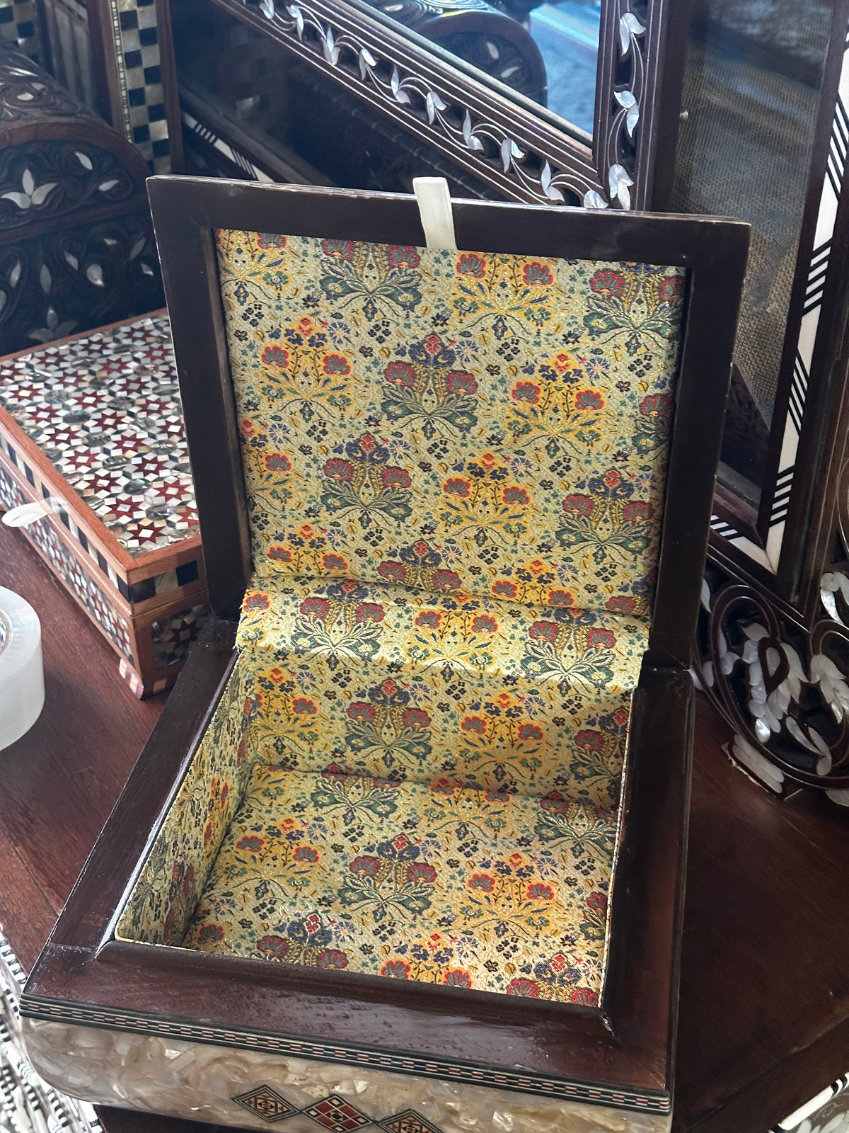 Syrian Walnut, Resin & Mother-of-Pearl Box check the availability by WhatsApp +971 56 432 2880
