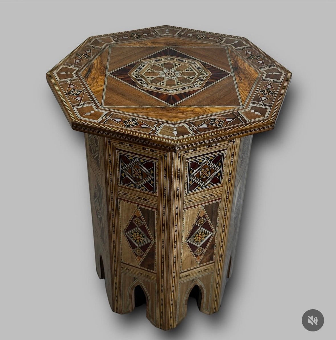 Handmade Side Coffee Table with Mother of Pearl & Mosaic Inlay