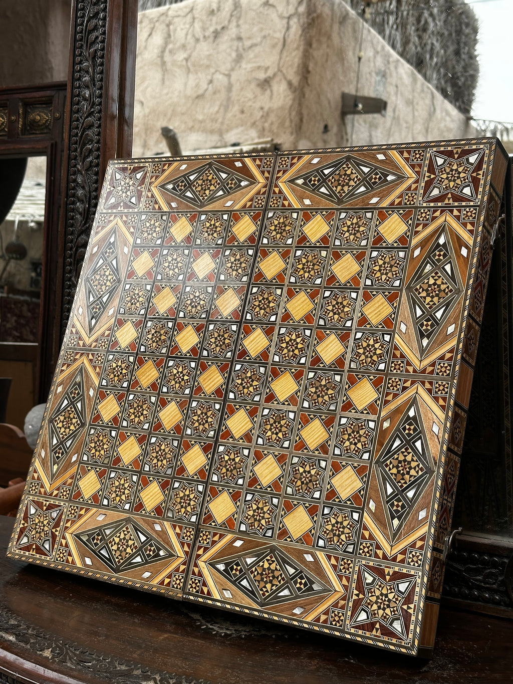 Handmade Damascene Mosaic Backgammon Table