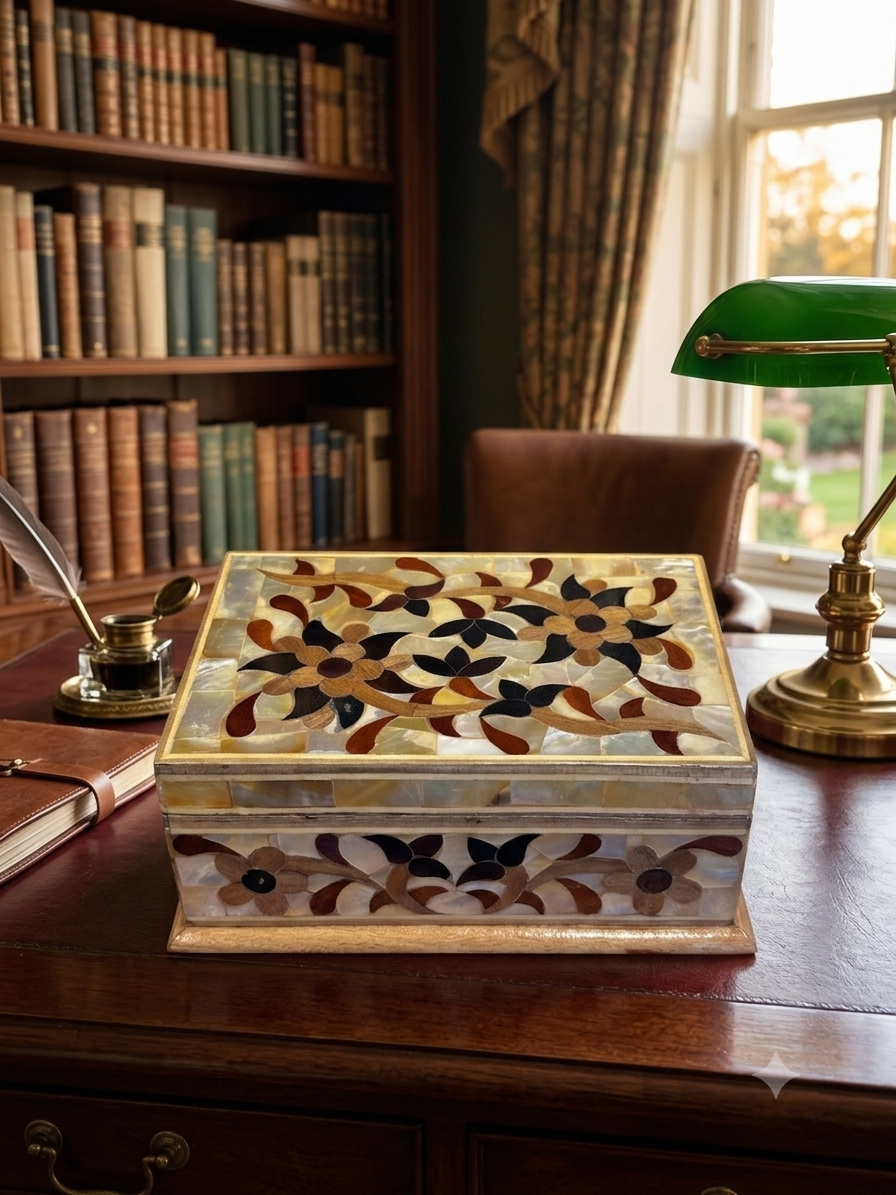 Golden mother of pearl jewelry box