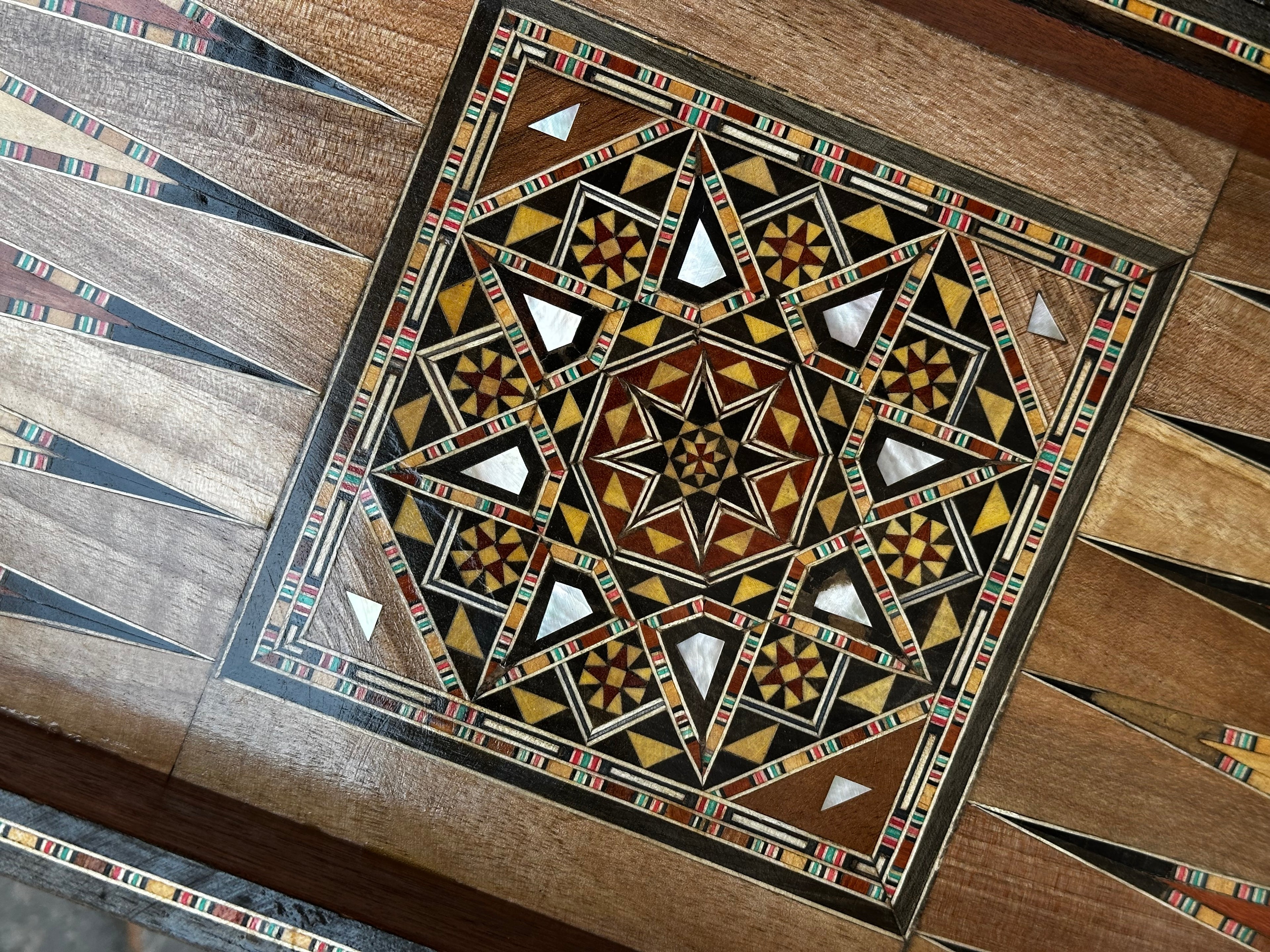 Damascene Mosaic Chess & Backgammon Table – 40 × 40 cm