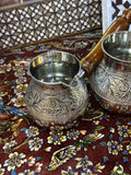 Small (1-2 Cups) Copper Turkish Coffee Pot with Wooden Handle