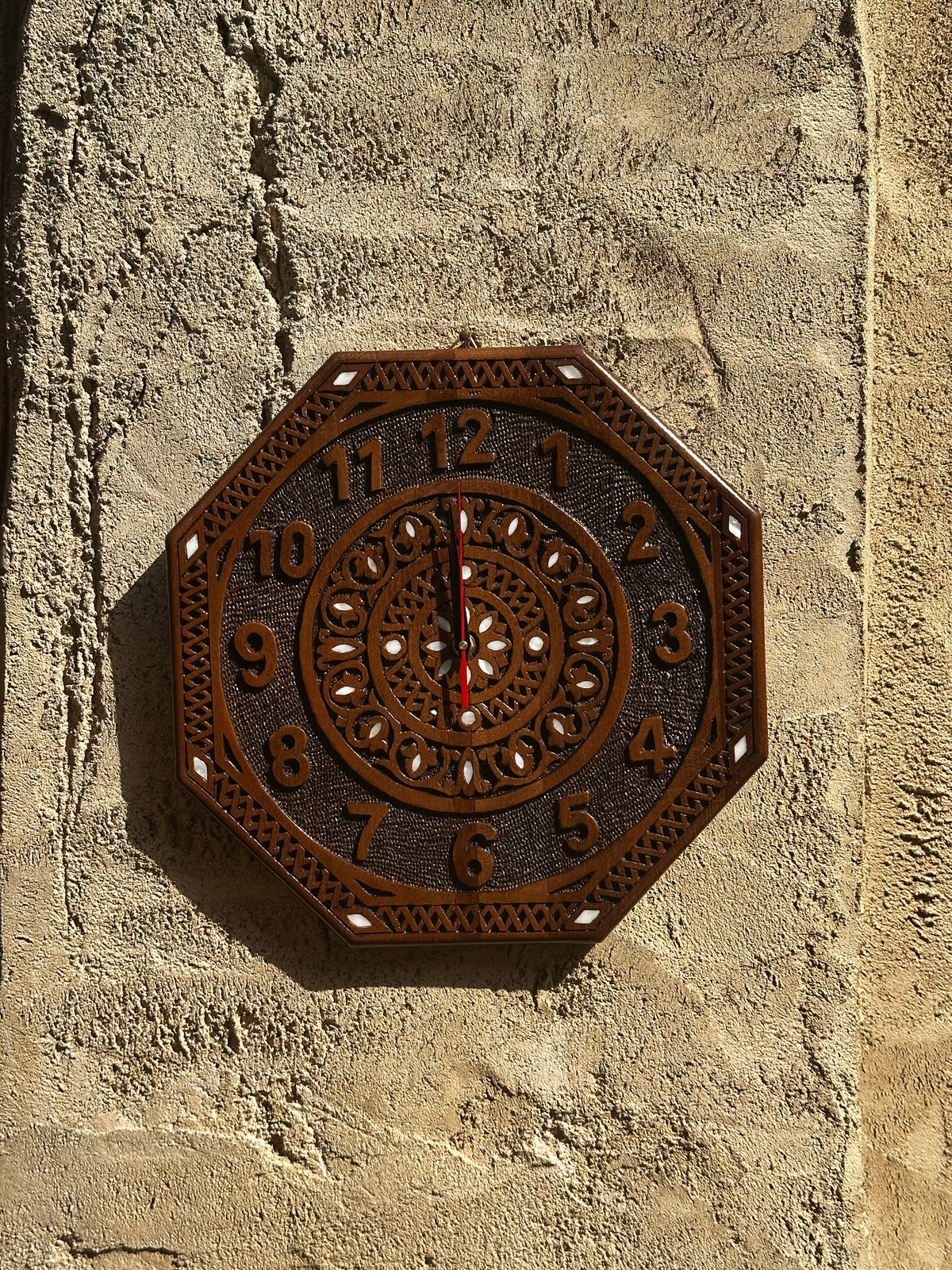 Syrian walnut Wood & Mother-of-Pearl Wall Clock