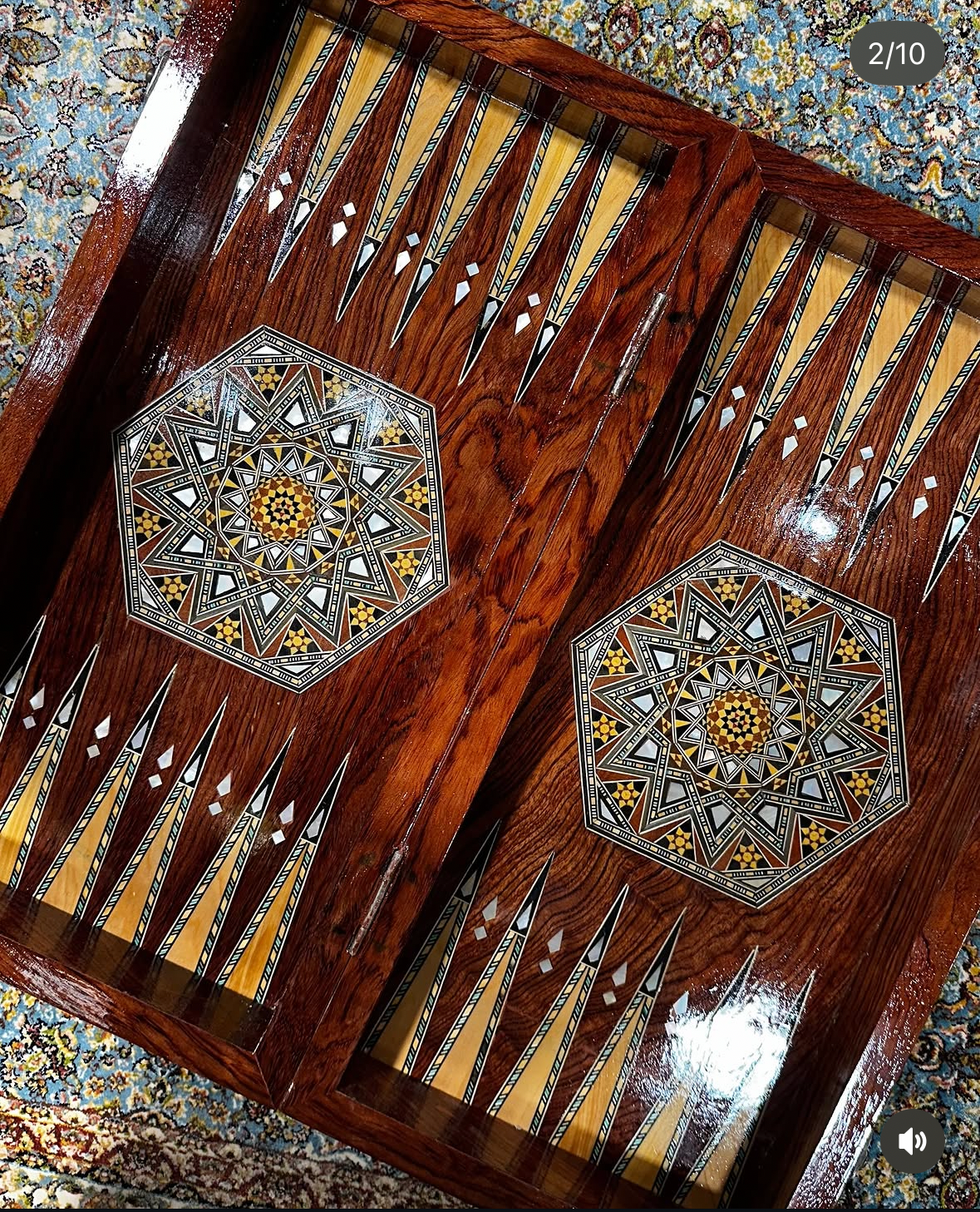 Handmade Damascene Mosaic Backgammon Table