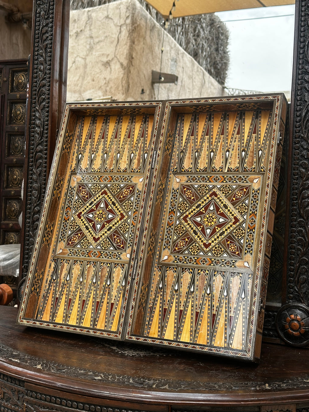 Handmade Damascene Mosaic Backgammon Table