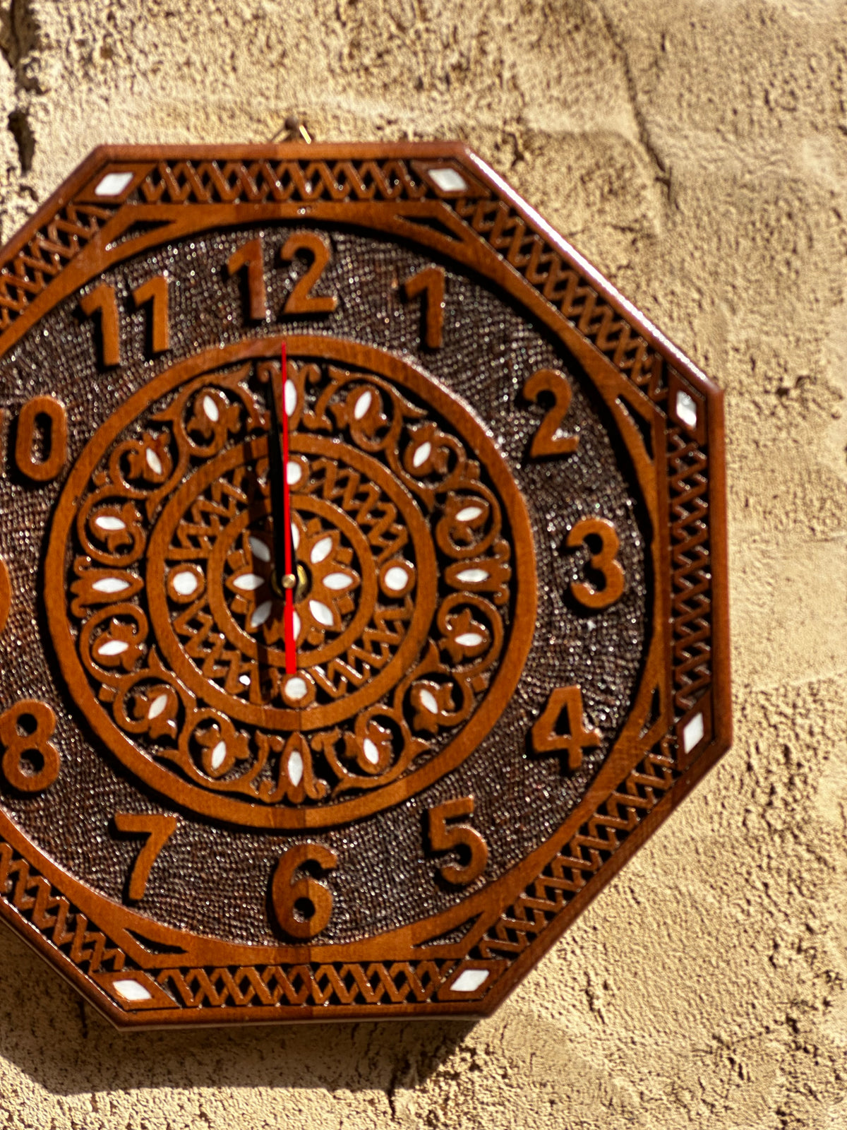 Syrian walnut Wood & Mother-of-Pearl Wall Clock