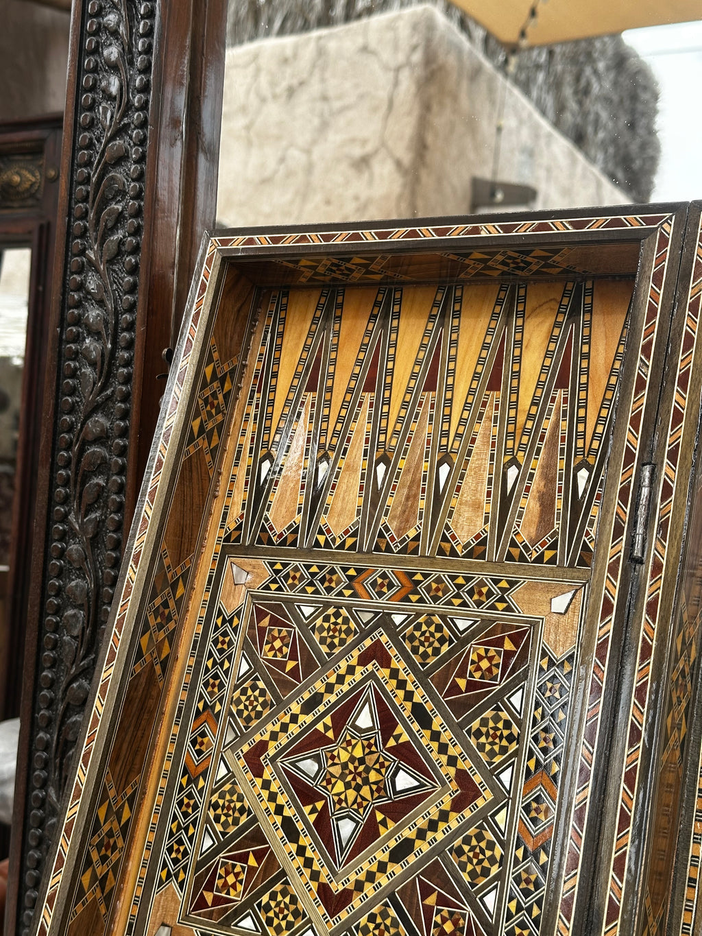 Handmade Damascene Mosaic Backgammon Table