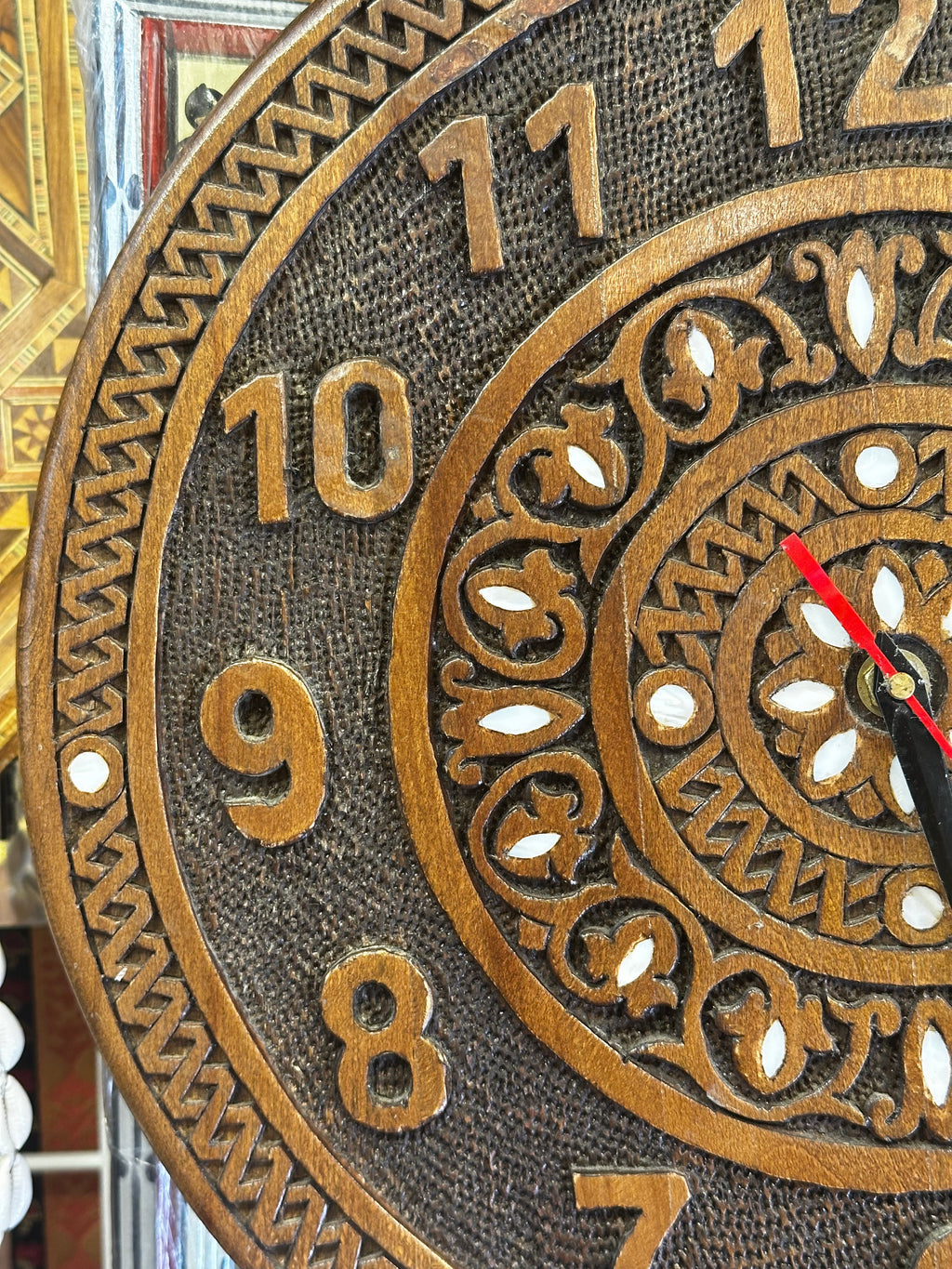 Syrian Beech Wood & Mother-of-Pearl Wall Clock