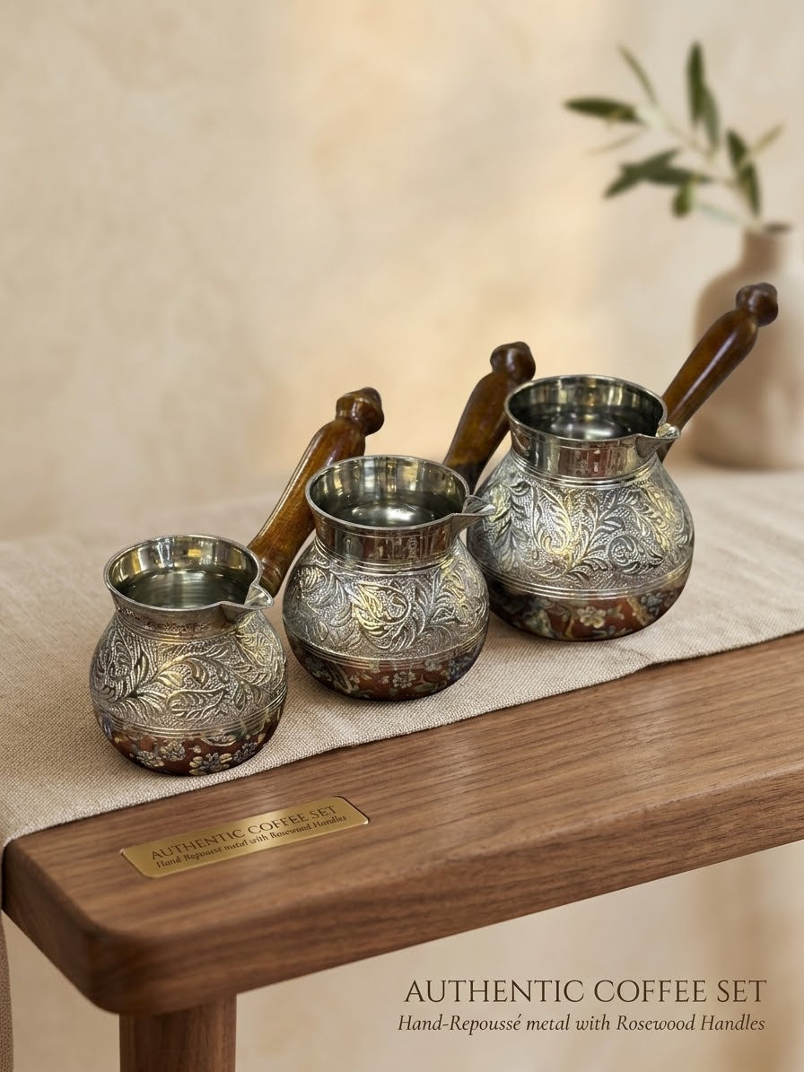 Small (1-2 Cups) Copper Turkish Coffee Pot with Wooden Handle