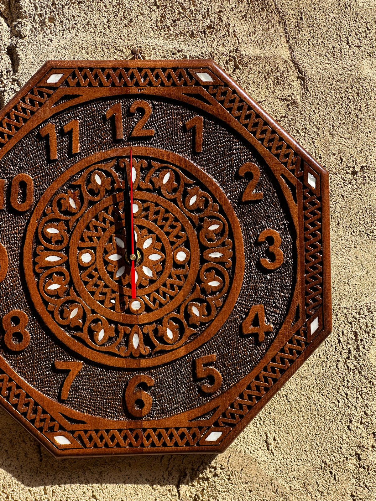 Syrian walnut Wood & Mother-of-Pearl Wall Clock
