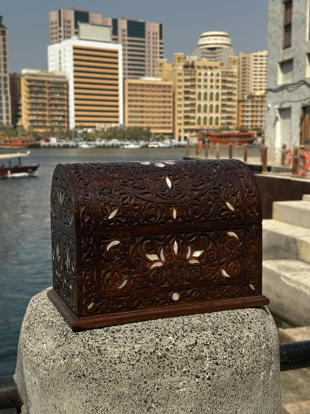 Antique Syrian Walnut & Mother-of-Pearl Box