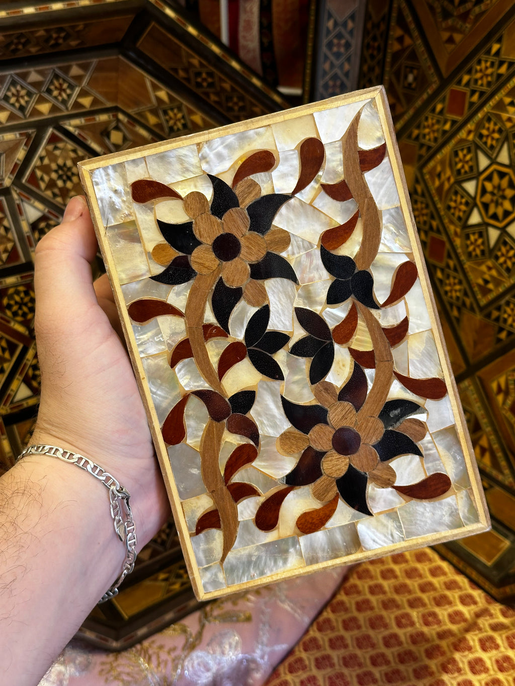 Golden mother of pearl jewelry box