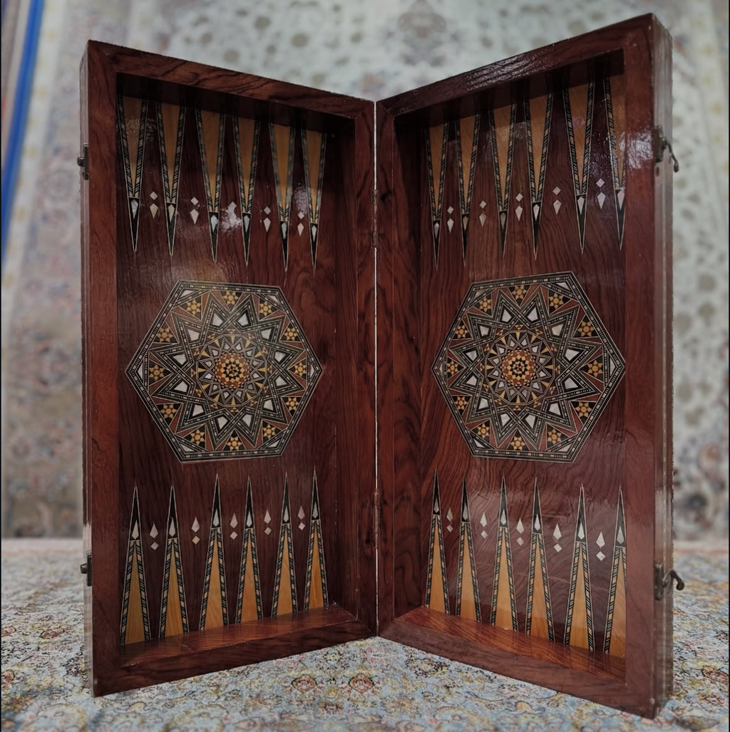 Handmade Damascene Mosaic Backgammon Table
