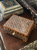 Syrian Walnut Wood & Brocade Box check availability by WhatsApp +971 56 432 2880