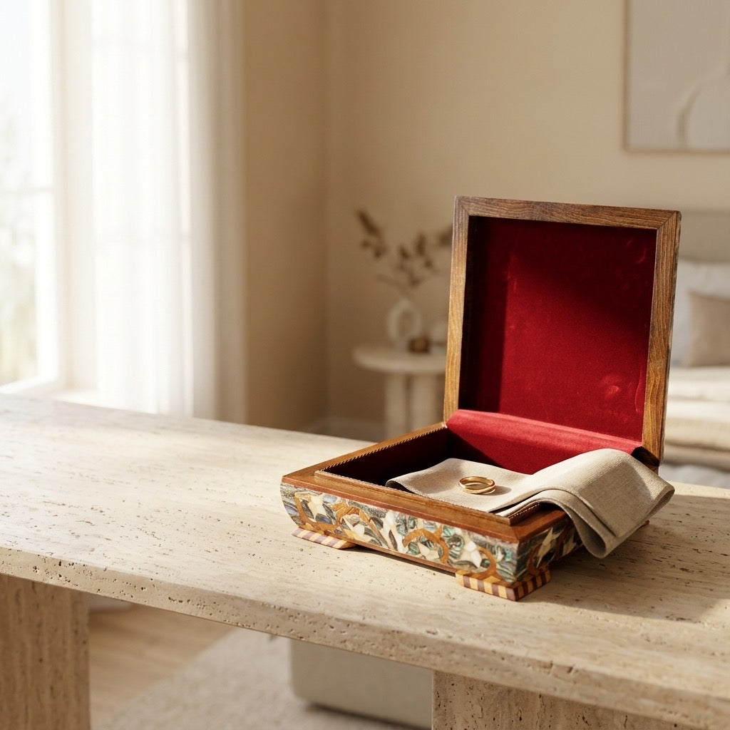 Green mother of pearl jewelry box