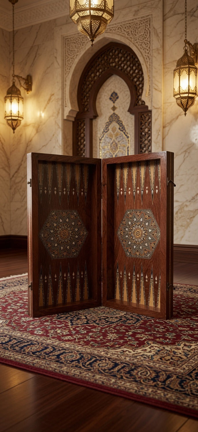 Handmade Damascene Mosaic Backgammon Table