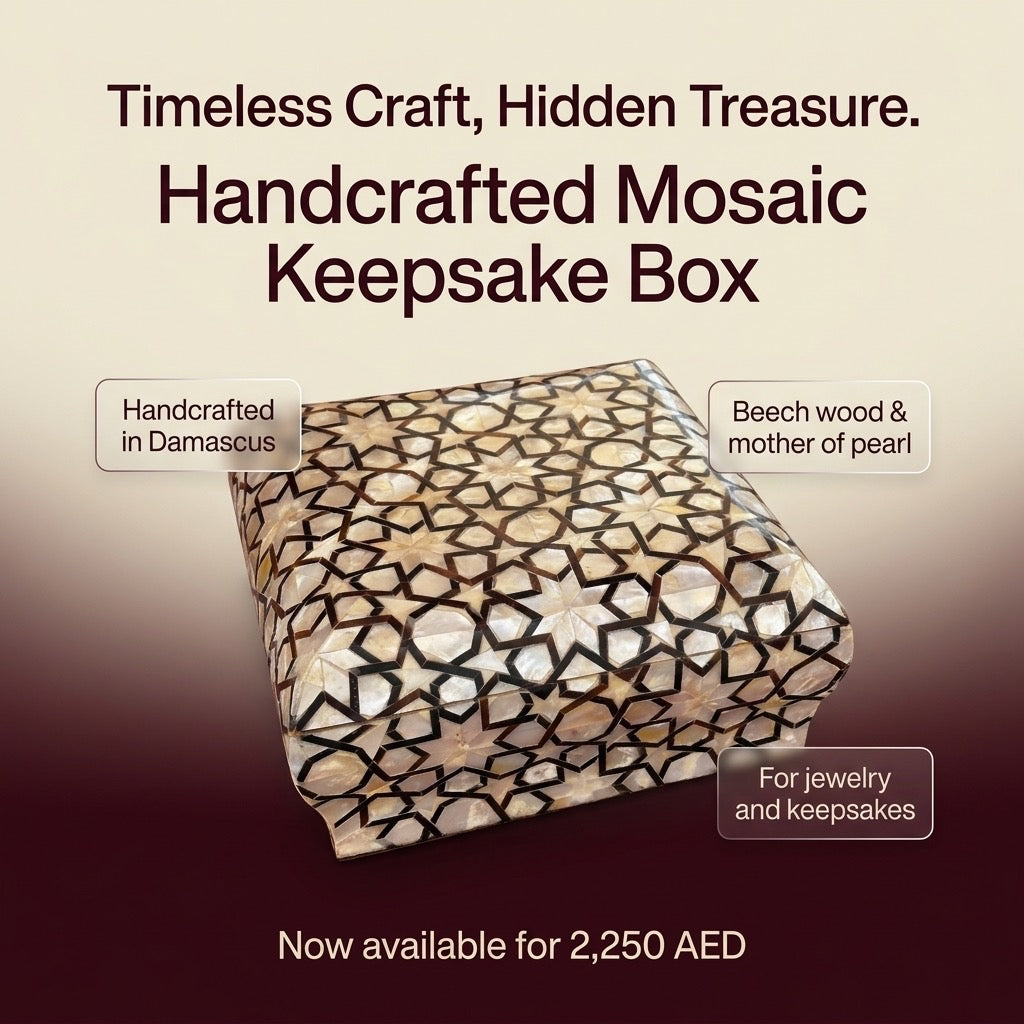Handmade Jewelry Box – white and black  Mother of Pearl ; Damask Brocade