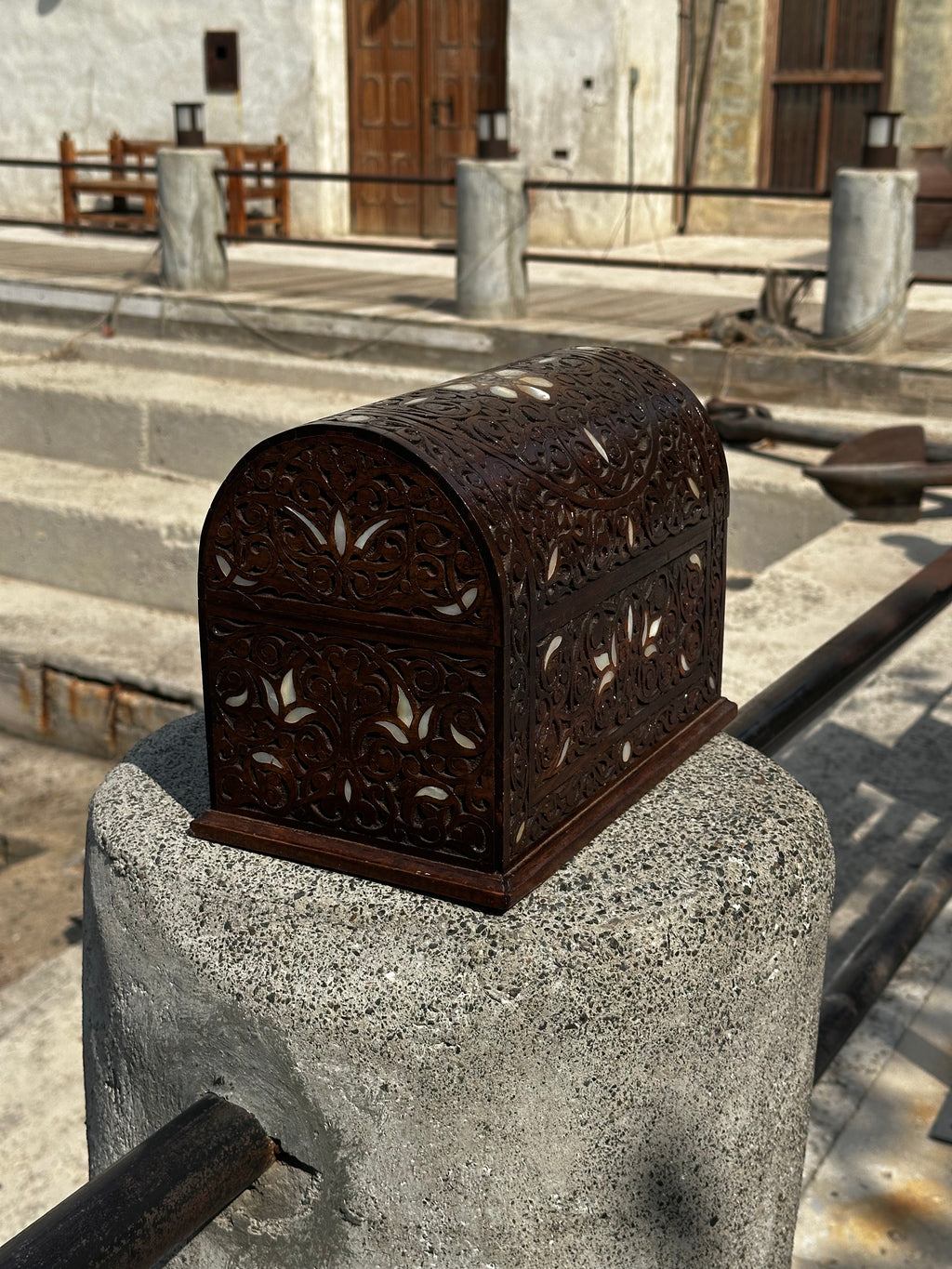 Antique Syrian Walnut & Mother-of-Pearl Box