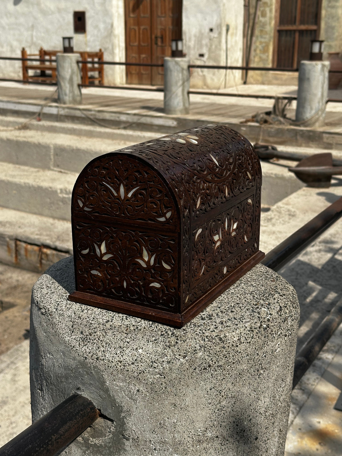 Antique Syrian Walnut & Mother-of-Pearl Box