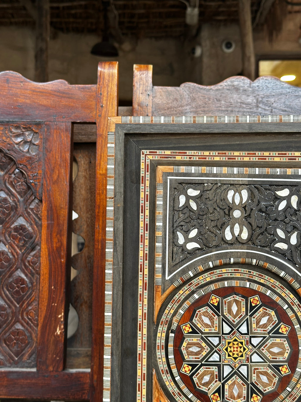 1 of 1 Luxury Handcrafted Walnut Backgammon Table – Mother of Pearl & Damascus Mosaic