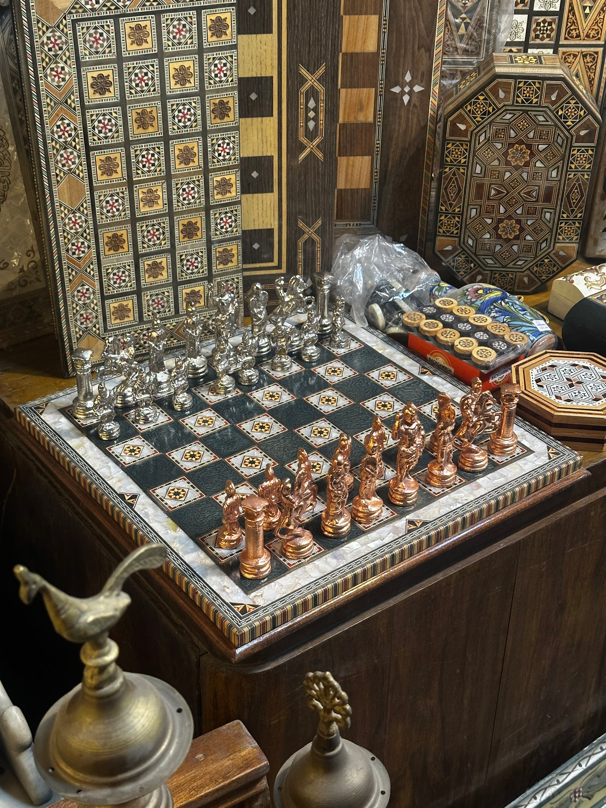 Resin & shells chess board  check availability by WhatsApp +971 56 432 2880