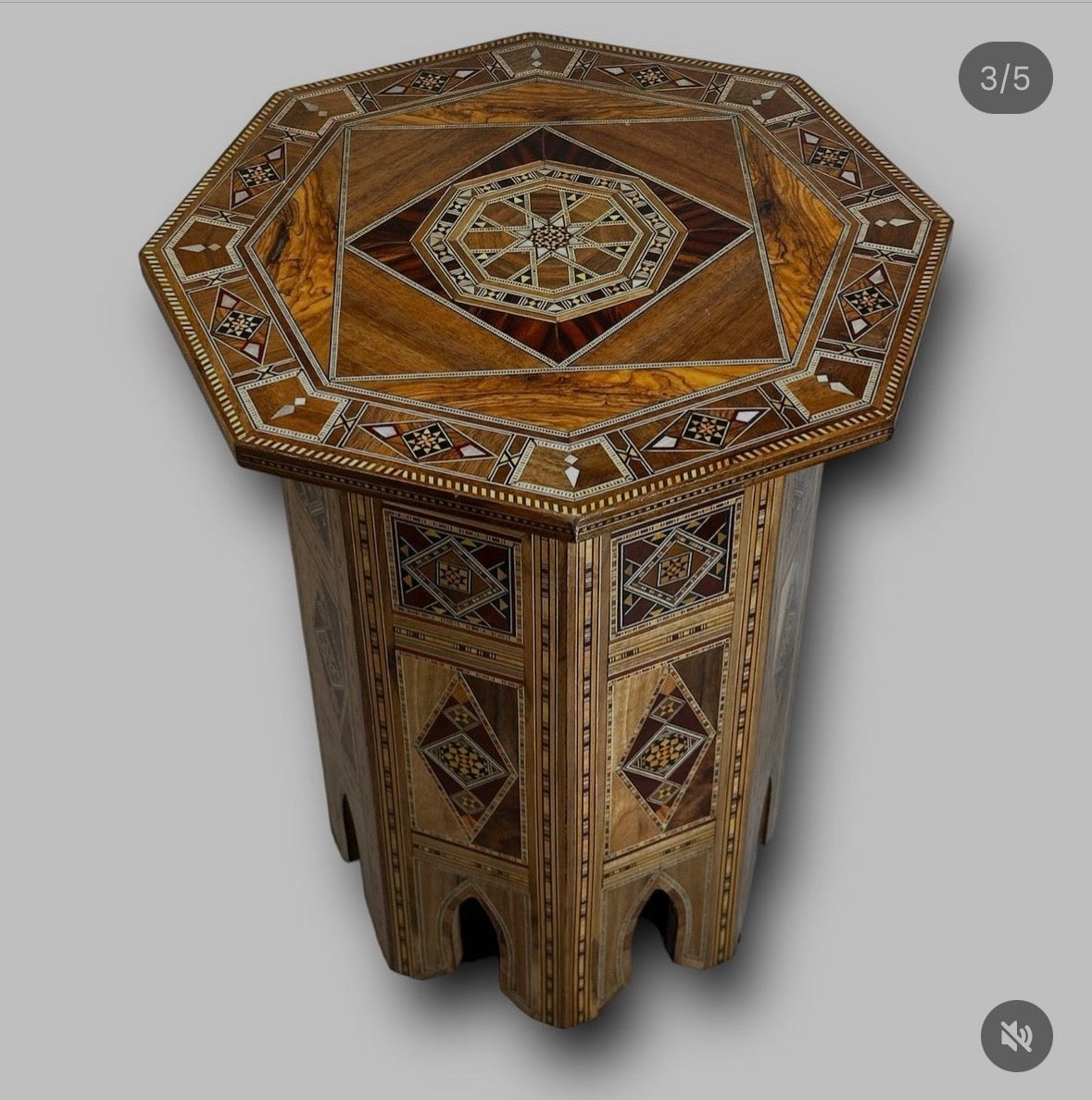 Handmade Side Coffee Table with Mother of Pearl & Mosaic Inlay