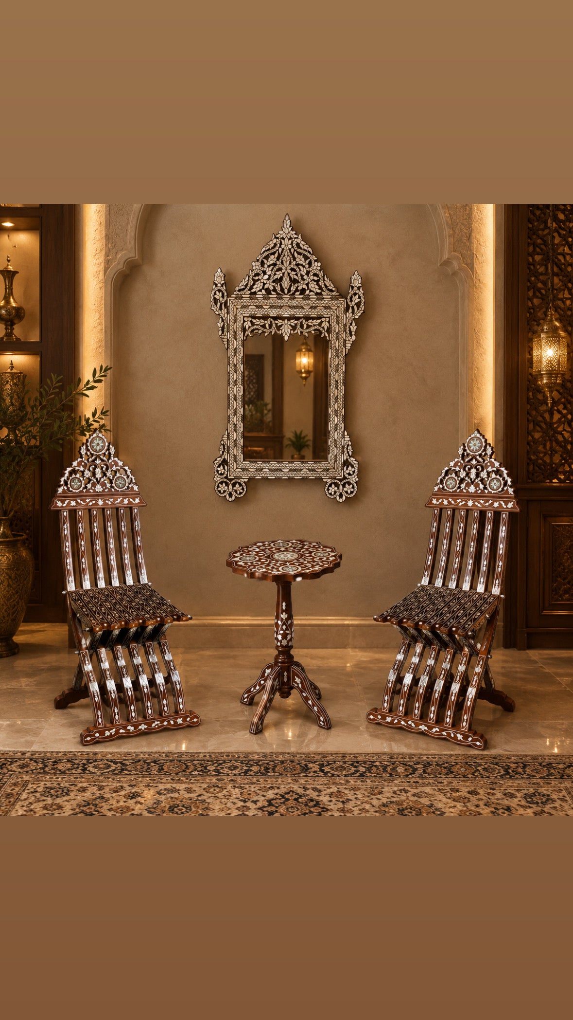 Handcrafted Syrian Mother-of-Pearl Corner Set
