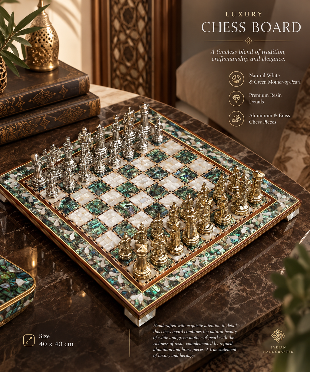 Luxury Mother-of-Pearl Chess Board/order by Whatsapp +971 56 432 2880