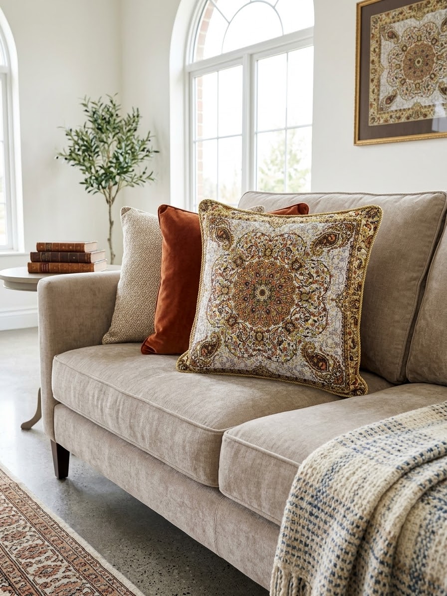 أغطية وسائد (كوشن كفر) بتصميم تراثي شرقي - 45×45 سم 
Oriental Persian Style Decorative Cushion Cover Set - 45x45 cm