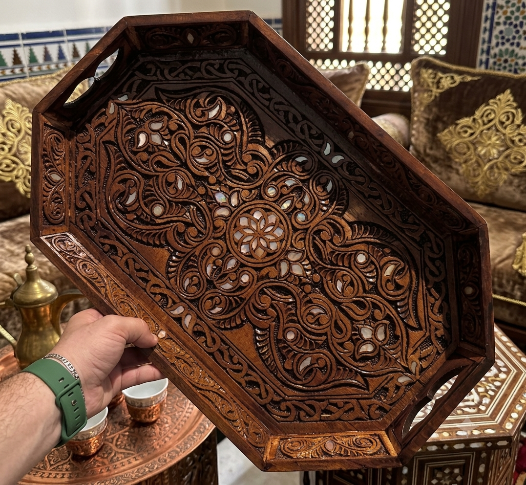 Fatimi engraved coffee tray