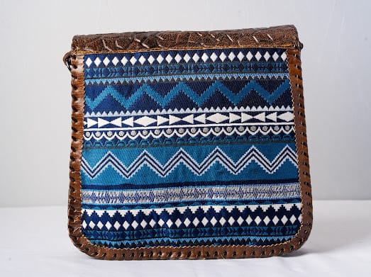 Syrian Handmade Leather Bag &Damasks fabric
